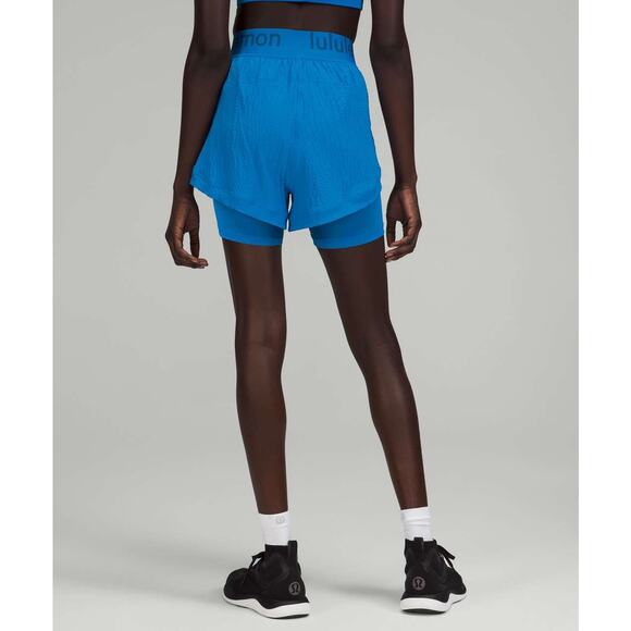 Lululemon Blue Crinkle High Rise Shorts Size 4 Women's Lined Athletic - Picture 9 of 14